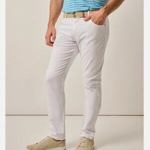 johnnie-O Carmel Sateen 5-Pocket Pants White Size 38W x 32L NWT  Dress up in sty